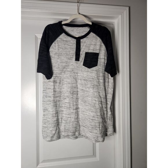 George Men’s Heathered Henley Pocket Tee – Size Large (42-44) - Picture 1 of 3